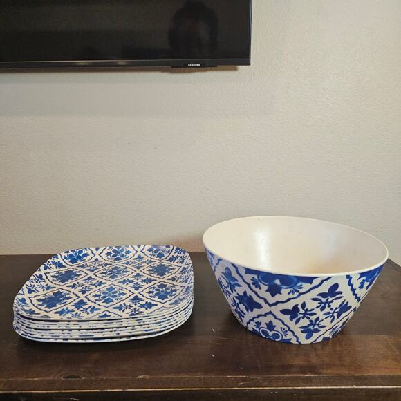 Patina Vie Libson Bamboo Dinner Plates and Large Bowl - Picture 1 of 8